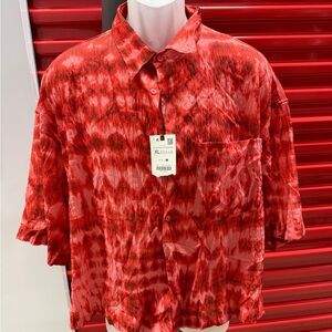 Zara Red Patterned Men's Shirt